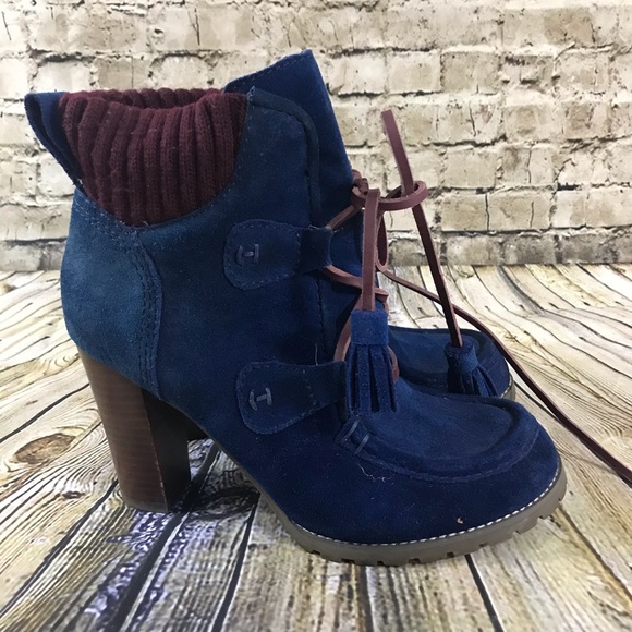 tommy hilfiger blue suede boots